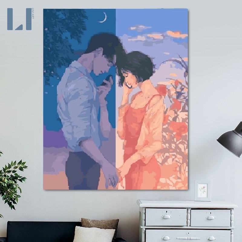 Tranh sơn dầu số hoá tự tô LIM Art - Tranh tô màu theo số tình yêu
