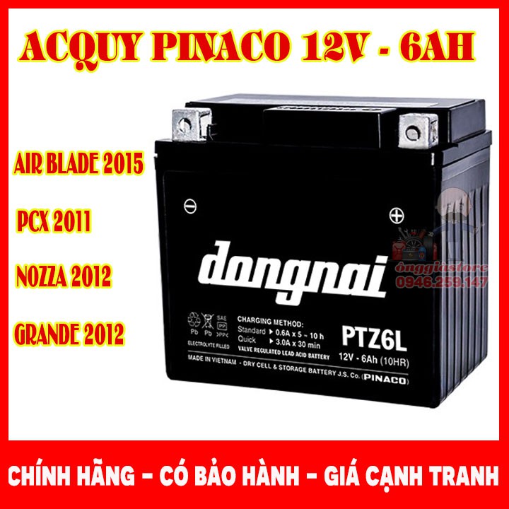 Bình acquy đồng nai PTZ6L 12V cho xe Noza - Lead - PCX