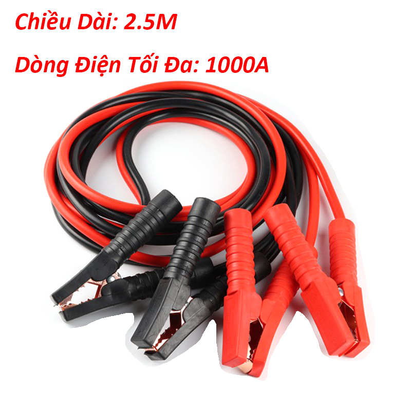 [Chiều Dài 2.5M] Bộ Dây Cáp Câu Bình Ắc Quy Xe Hơi Ô Tô Đường Kính Ruột Dẫn 0.30mm Dòng 1000A