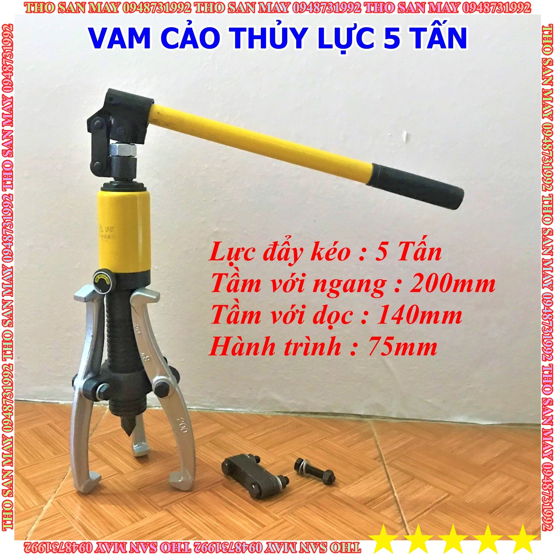 Vam cảo thủy lực 5 tấn - tự định tâm, tích hợp sẵn bơm tay - hàng nội địa cao cấp - thợ săn máy ngon