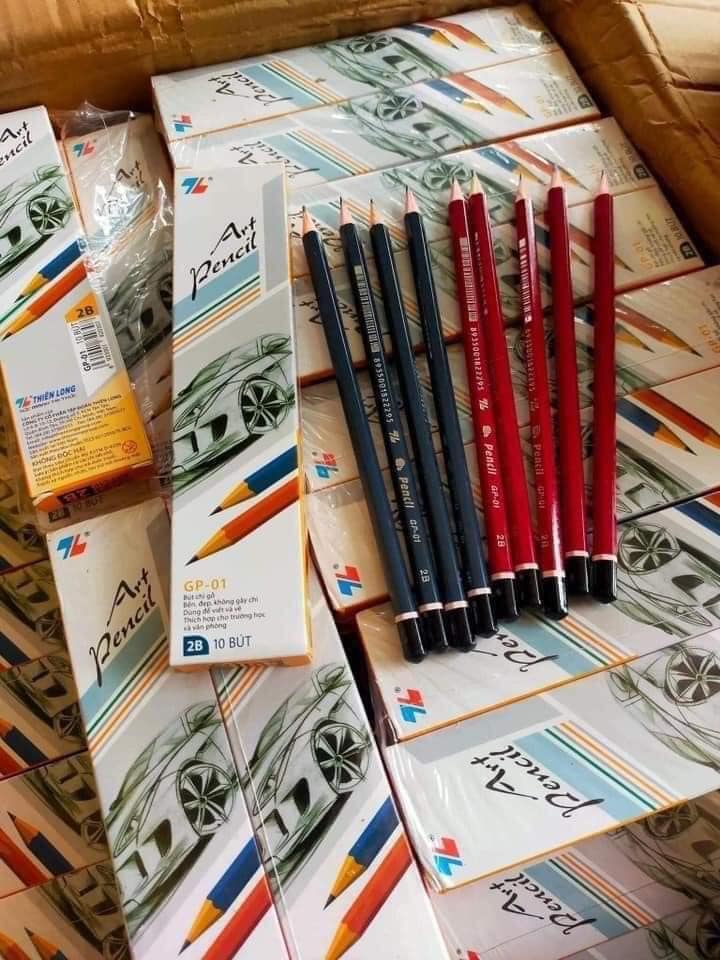Hộp 10 bút chì gỗ 2b thiên long gp-01 pencil, gp-04 loại 1