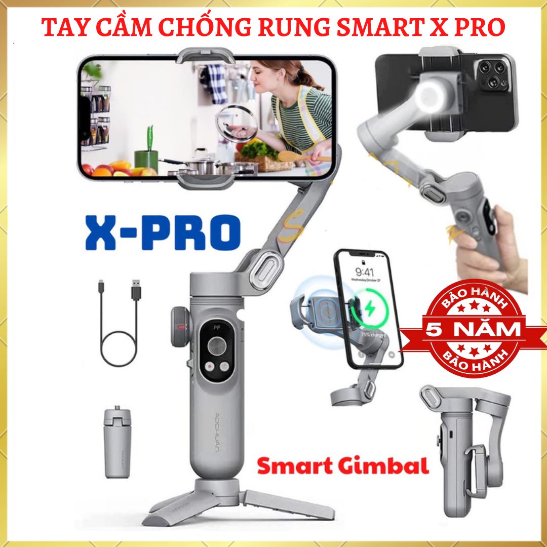 [HÀNG CHÍNH HÃNG] Gimbal cho điện thoại Smart X Pro, Tay cầm gimbal chống rung hỗ trợ quay phim chụp ảnh chuyên nghiệp Lỗi 1 đổi 1