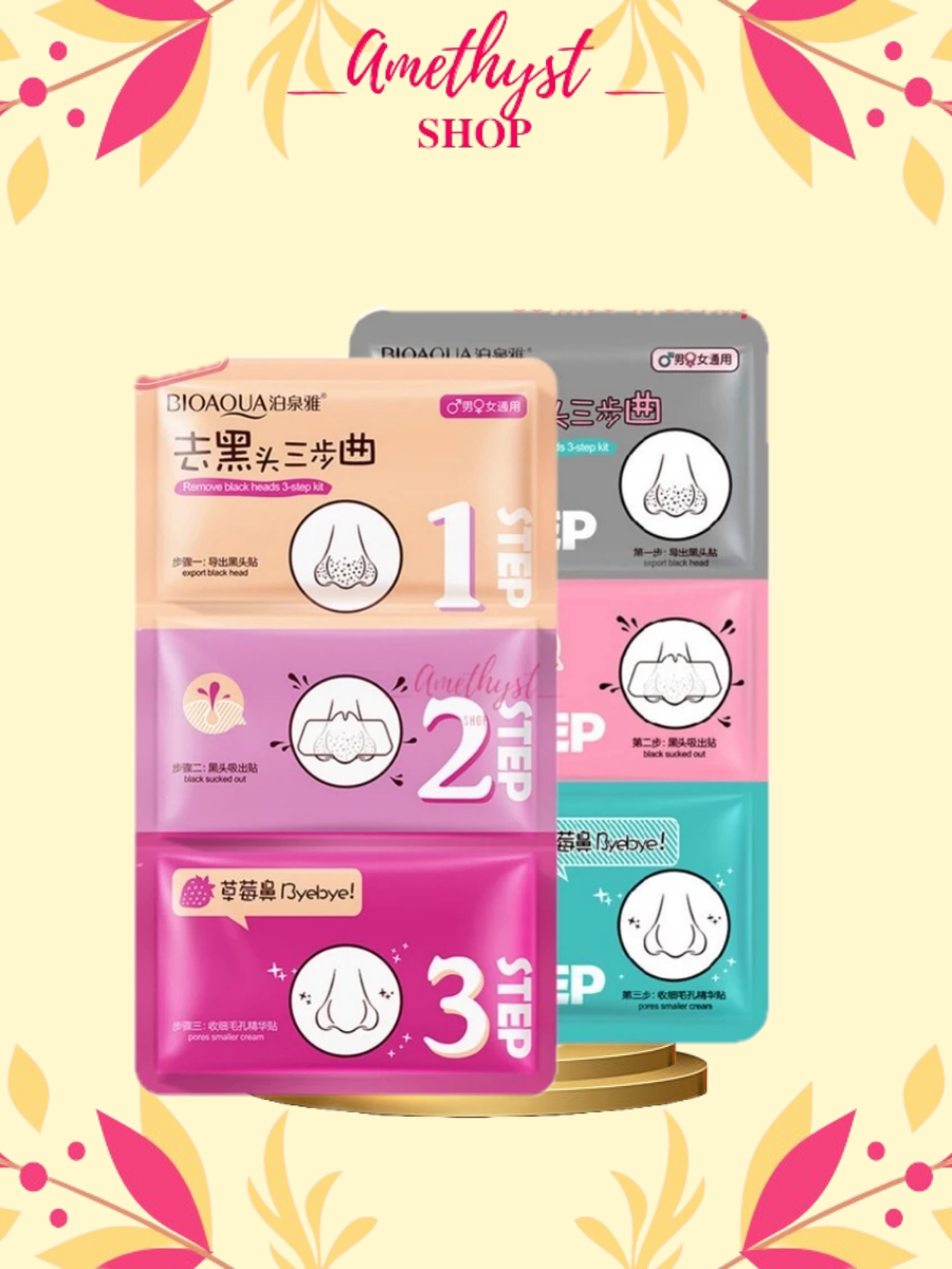 Set lột mụn mũi bioaqua remove black heads 3 step kit