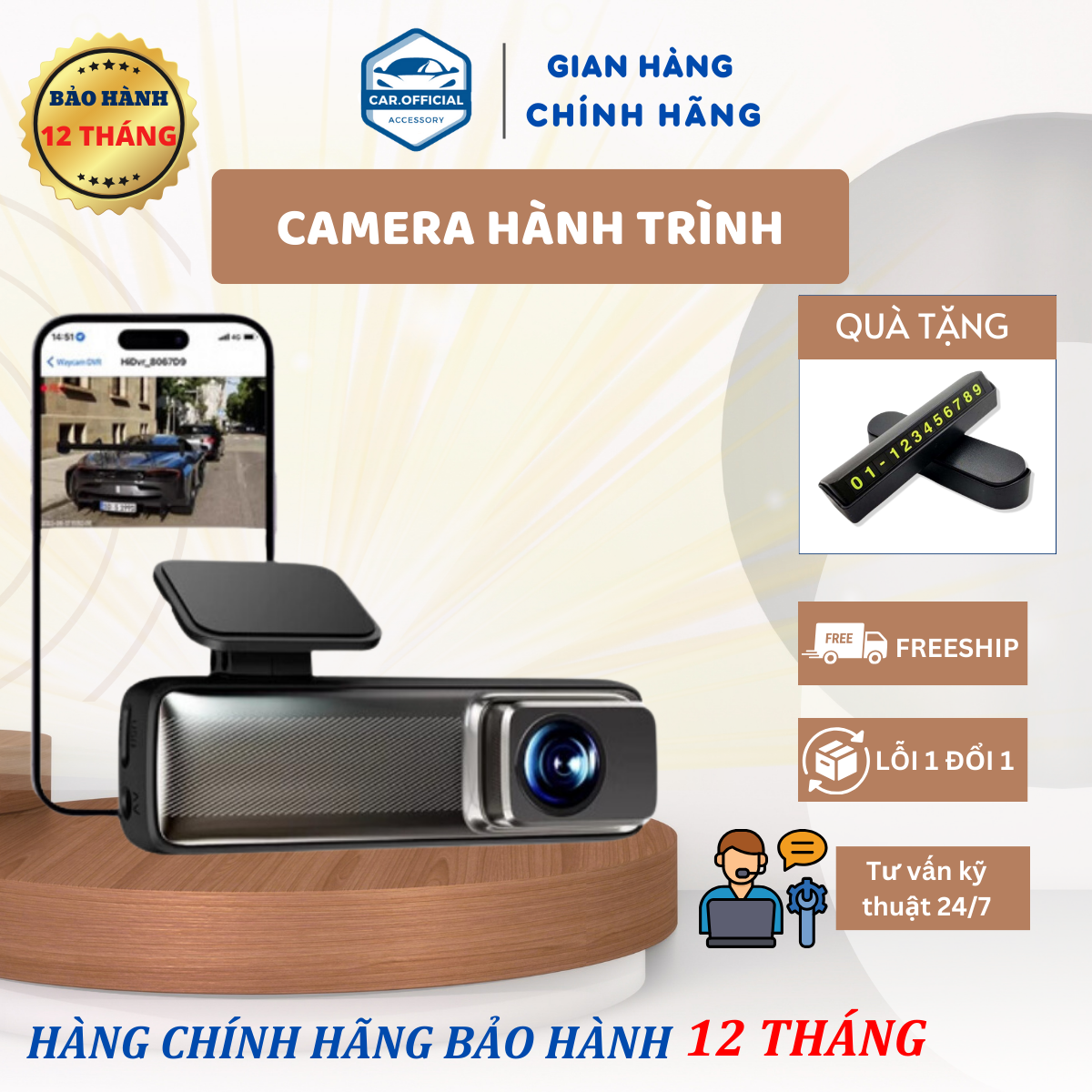 Camera hành trình V8 1080P kết nối Wifi góc rộng hình ảnh cực sắc nét, bảo hành 12 tháng