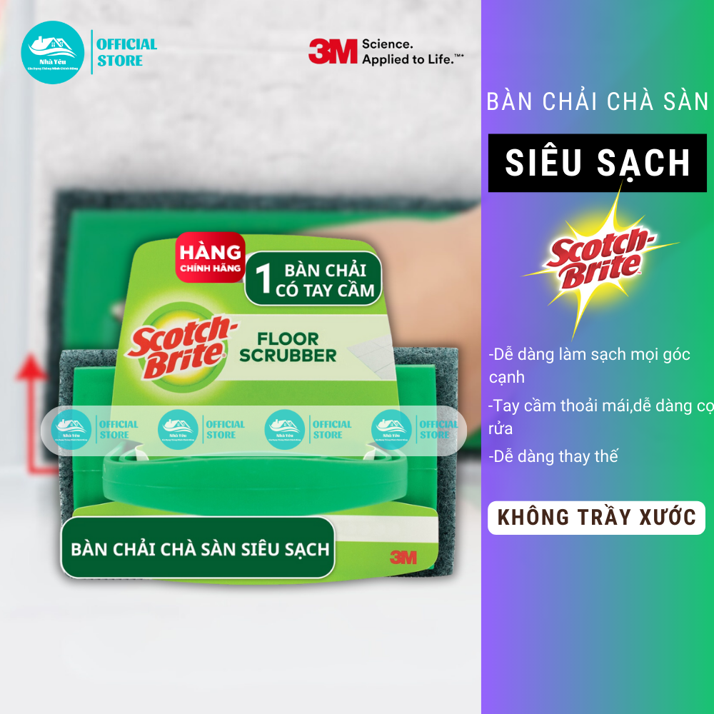 Bàn Chải Chà Sàn Siêu Sạch 3M Scotch Brite Thế Hệ Mới,Bền,Đẹp,Giá Tốt,Làm Vệ Sinh Phòng Tắm,Toilet Không Bị Trầy Xước