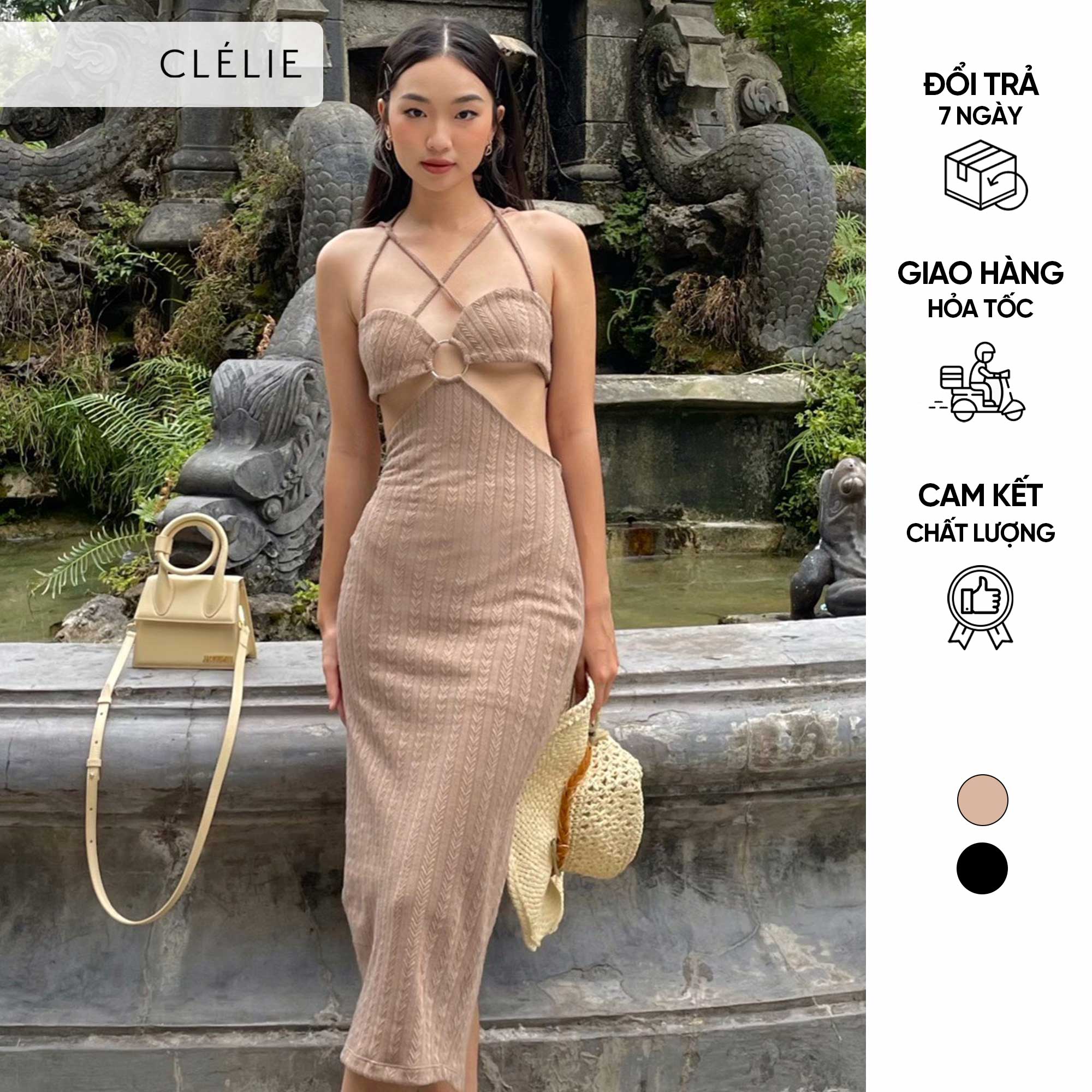 Đầm body khoét eo dáng dài | doja dress - clélie