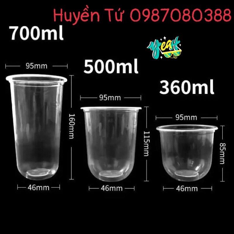 50 cốc/ly nhựa đáy bầu 350ml-500ml-700ml đựng đồ uống