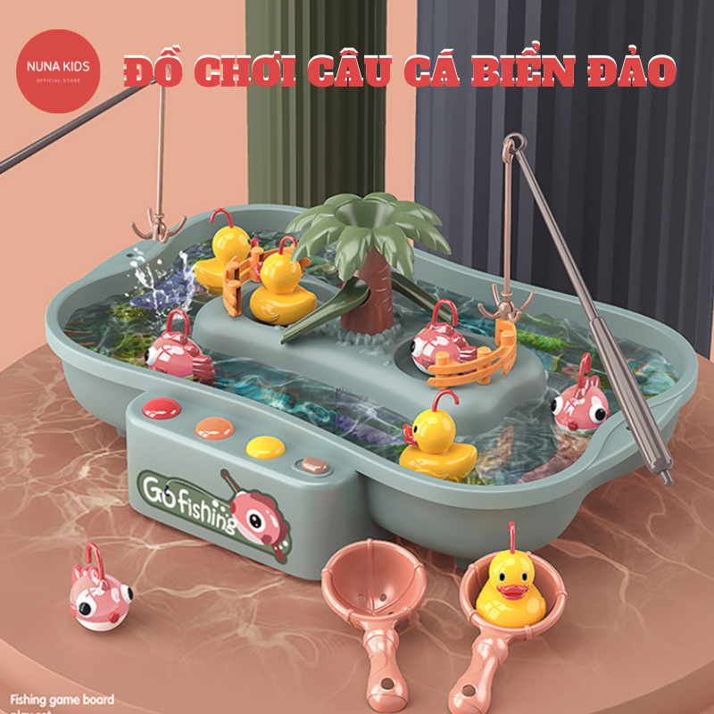 Đồ chơi câu cá cho bé có nhạc có đèn NUNAKIDS đồ chơi câu cá, câu vịt biển đảo cho trẻ em TẶNG 3 viên pin