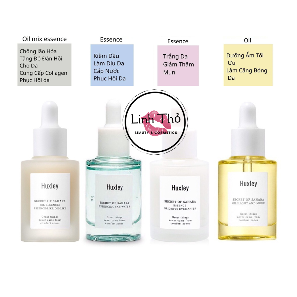Tinh chất dưỡng ẩm, sáng da, ngừa lão hóa da huxley essence ever after - oil like-grab water-light and more 30ml