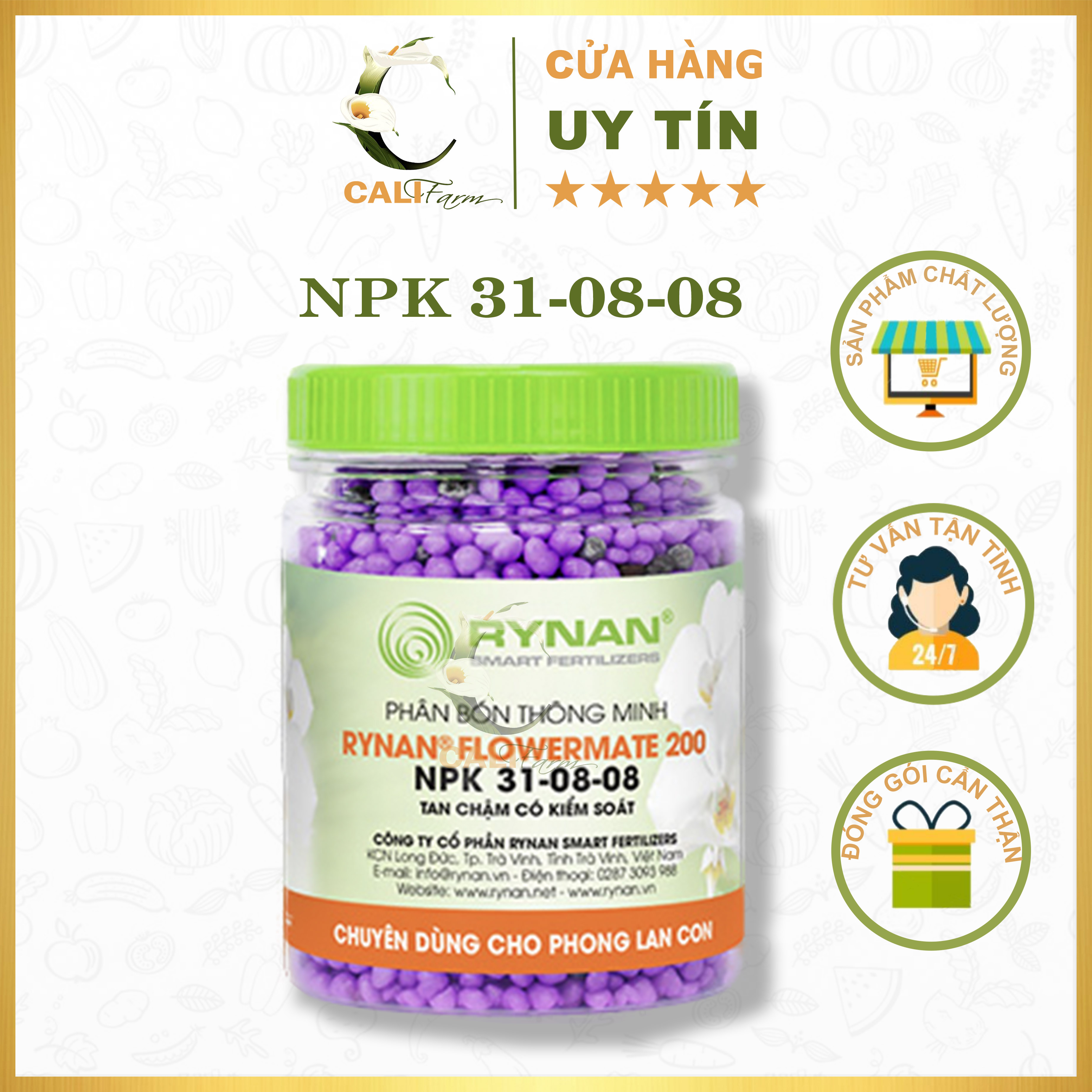 Phân bón thông minh tan chậm dùng cho phong lan con rynan® flowermate 200 hũ 150g