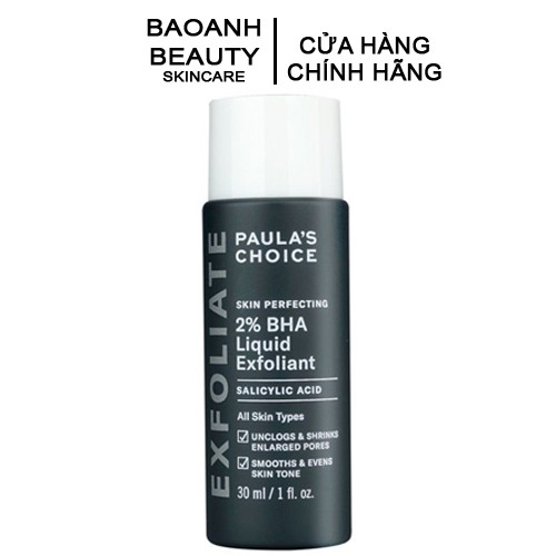 Tẩy da chết hóa học skin perfecting 2% bha liquid exfoliant 30ml 2016