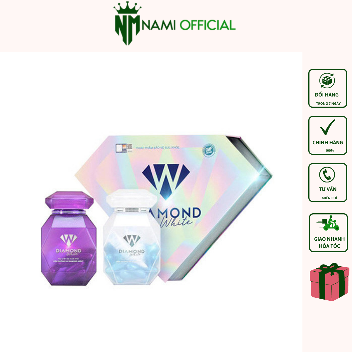 Viên Uống Trắng Da DIAMOND WHITE NGỌC TRINH - Trắng Da gấp 3 lần Beauty Plus