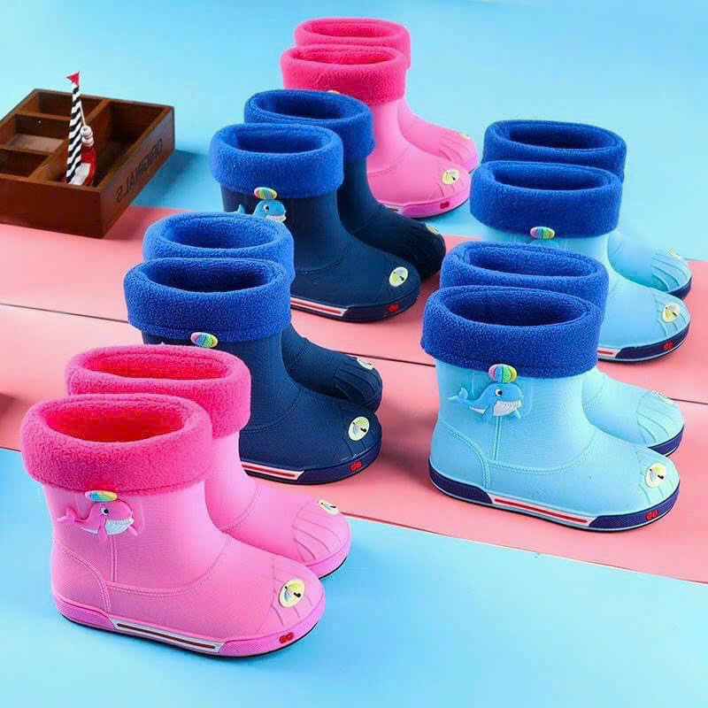 Ủng đi mưa cho bé, giày nhựa đi mưa, giày chống trượt cho bé, ủng đi mưa cute họa tiết cá voi - Happy Life 4Kid