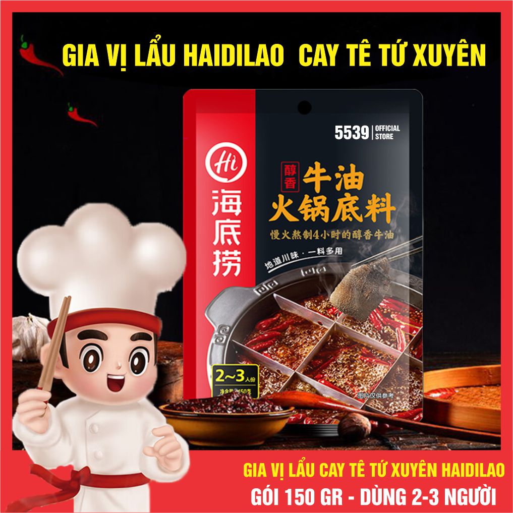 Cốt gia vị lẩu, gia vị lẩu cay tê tứ xuyên haidilao gói 150g dùng cho 2-3 người ăn - Shop 5539