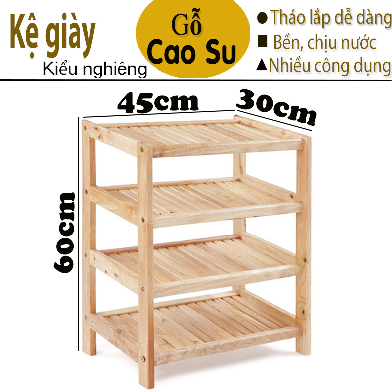 Kệ giày 4 tầng rộng 45cm bằng gỗ (Màu tự nhiên)