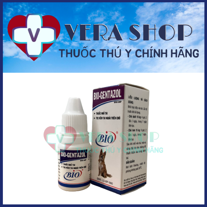 Bio gentazol 10ml - thuốc nhỏ tai, trị viêm tai ngoài trên chó - sỉ lẻ thuốc thú y