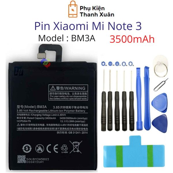 Pin xiaomi mi note 3 bm3a 3500mah | hàng nhập khẩu | tặng kèm bộ tháo mở