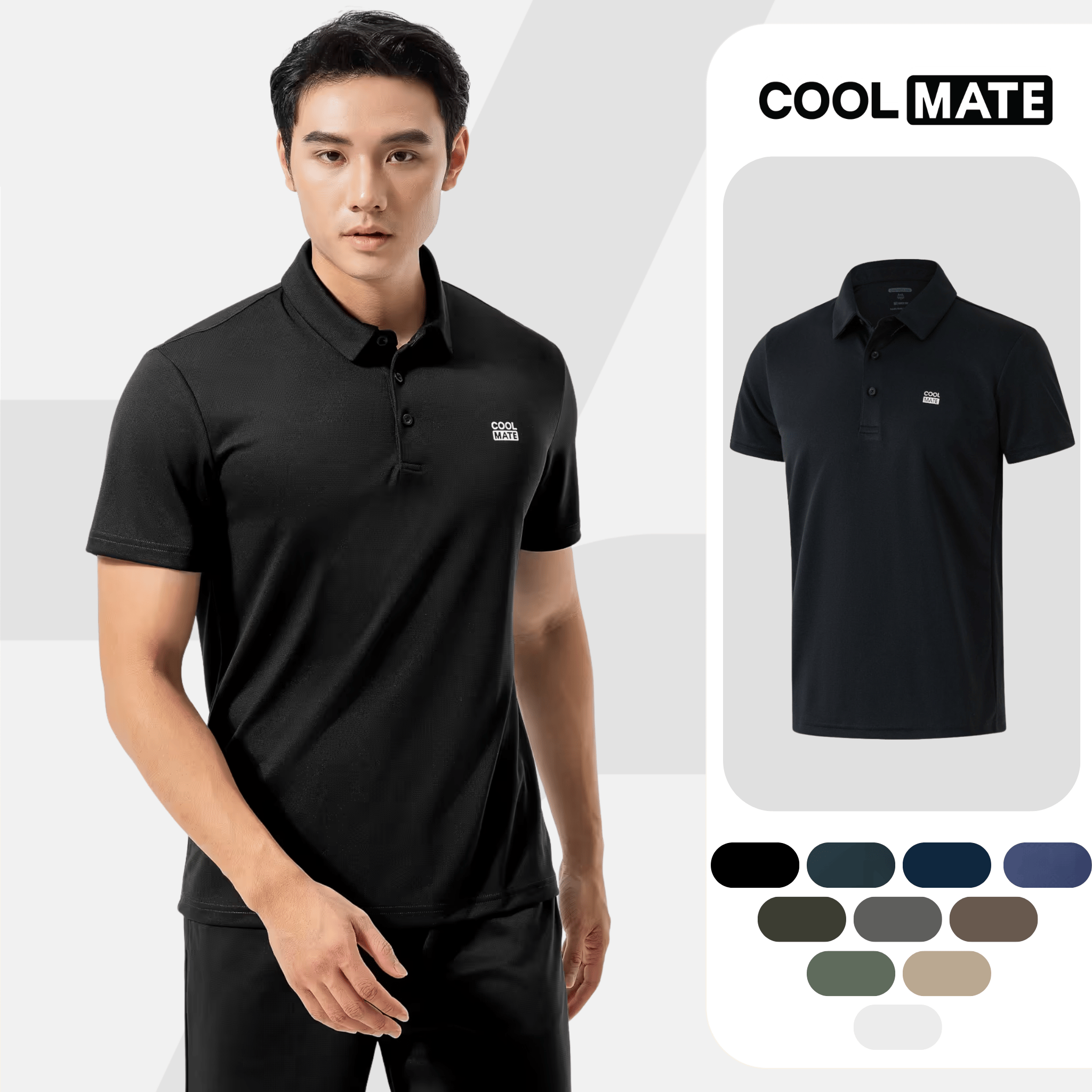 Áo Polo thể thao nam ProMax-S1, áo tập Gym, chạy bộ , Pickleball, Tennis thoáng khí, thấm hút tốt Logo Coolmate