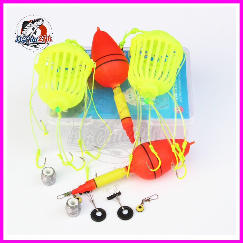 Combo 1 Hộp Gồm 2 Bộ Lưỡi Câu lăng xê Mè, Bom mè hộp 2 bộ lưỡi lưỡi đơn câu ngâm, câu lancer chất lượng - Đủ Kích Cỡ - Đồ Câu 24h