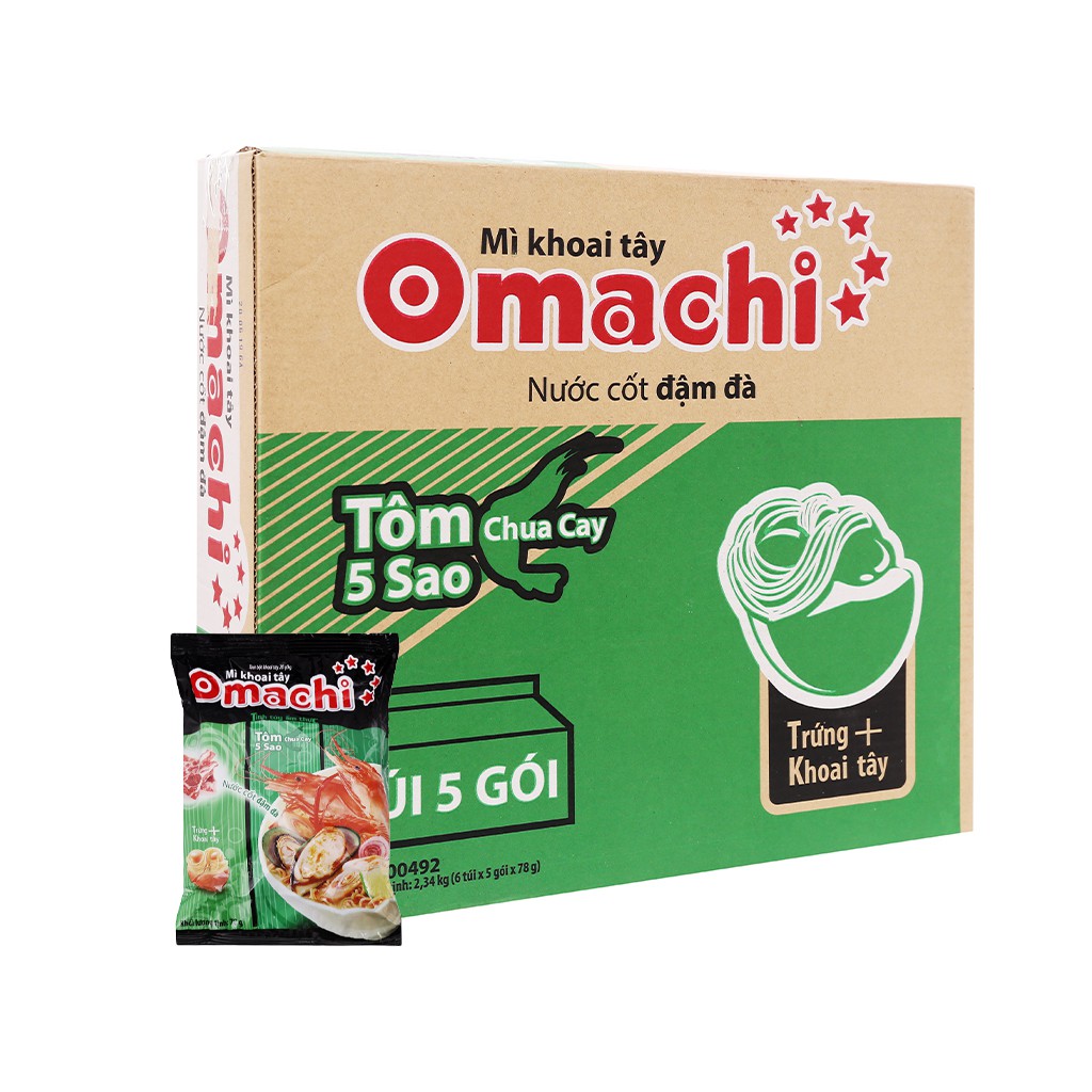 combo x2 thùng omachi tôm chua cay rau thơm 80g hn 3