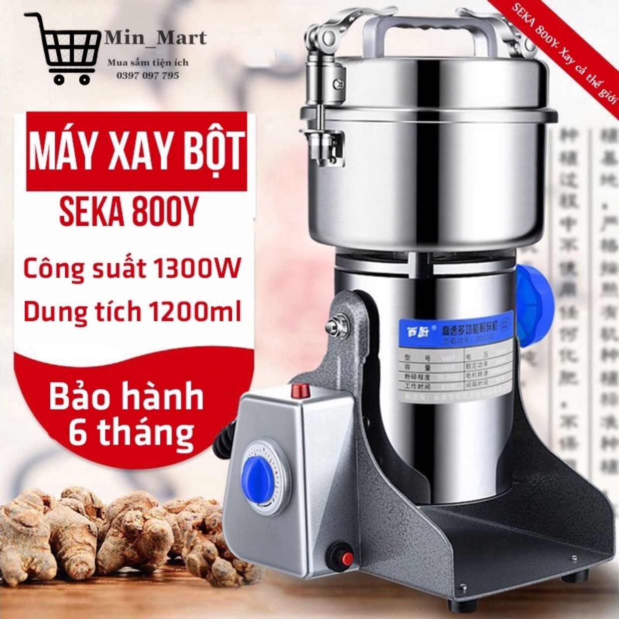 Máy Xay Bột Khô Đa Năng SEKA 800Y, Máy Nghiền Đồ Kho Bột, Ngũ Cốc Siêu Mịn Tiện Lợi, Công Suất 1400W, Dung Tích 1200ml, Xay Được Tất Cả Các Loại Hạt, Có Bảo Hành Toàn Quốc - Min Mart