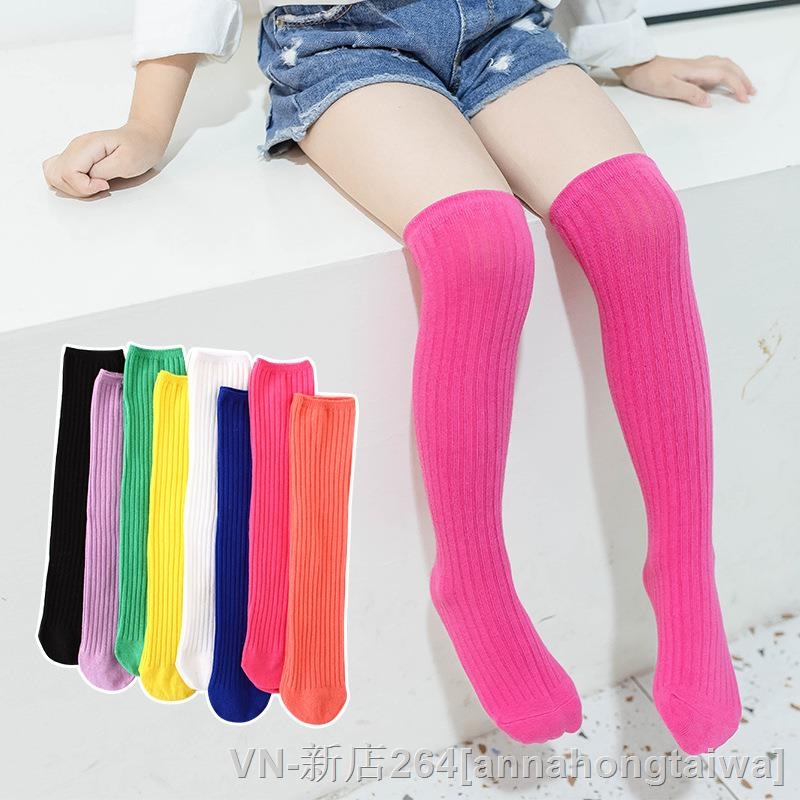 【CC】✒  Children's High Knee Socks Kids Baby Cotton Stockings Long Warmers Cute for Girl 3-12Y Children Clothes