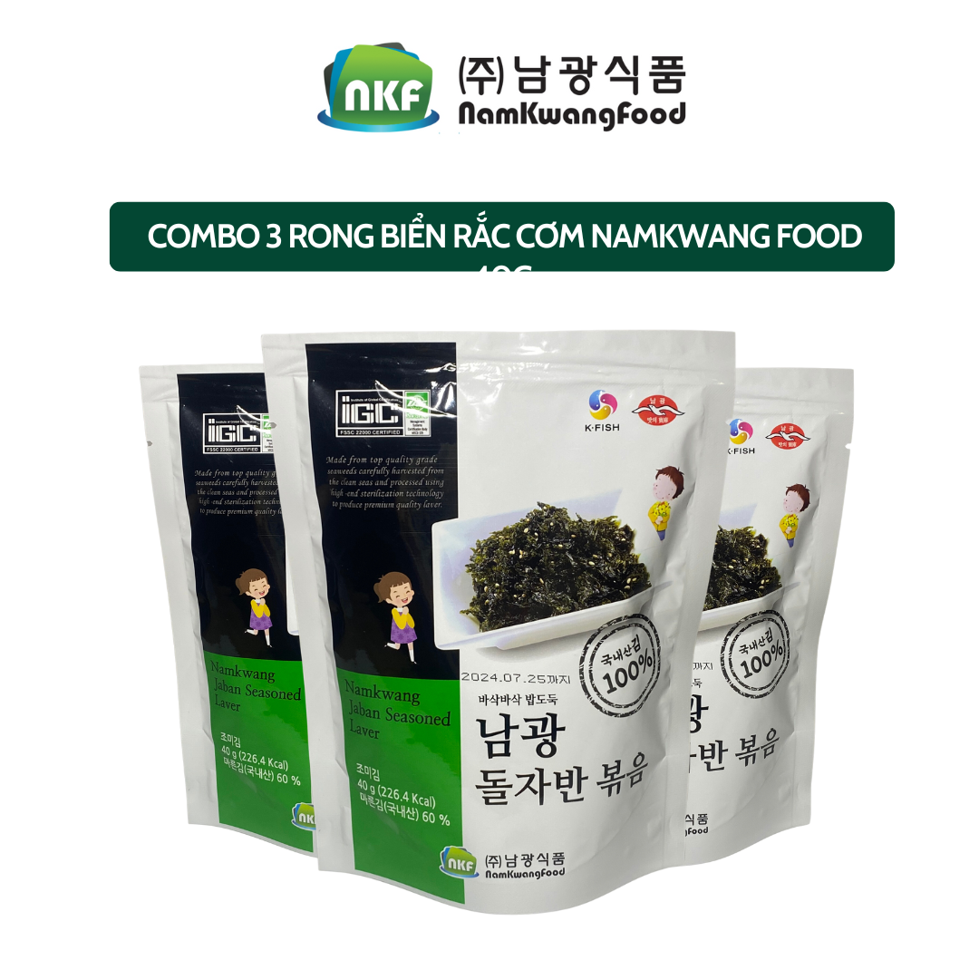 Combo 3 gói Rong biển vụn rắc cơm NamKwang vị truyền thống