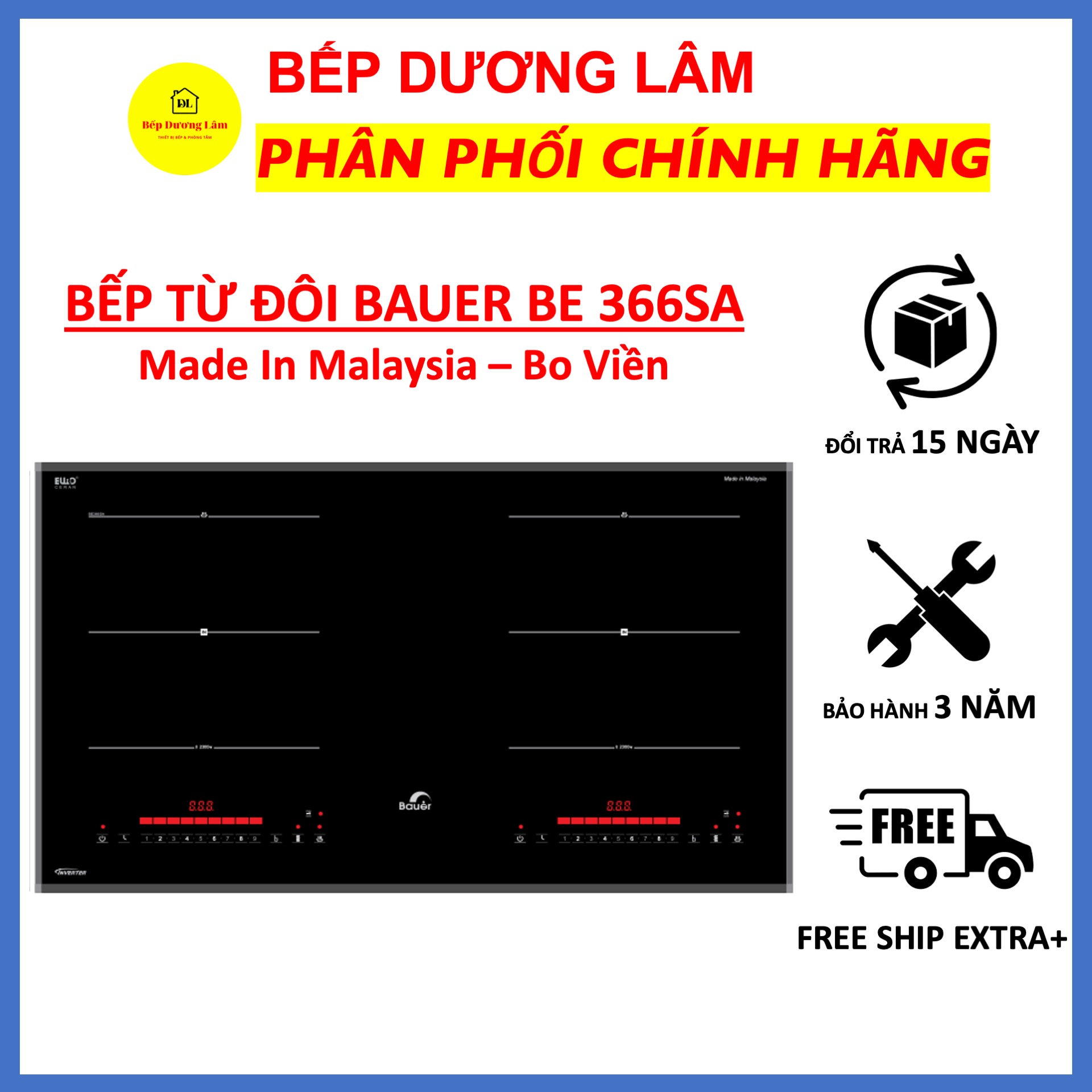 Bếp từ đôi bauer be 389sa / bếp từ đôi bauer be 366sa ✅ nhập khẩu nguyên chiếc malaysia