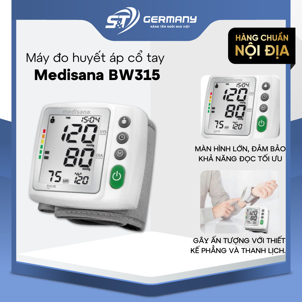 Máy đo huyết áp cổ tay Medisana BW315 Nội Địa Đức thiết bị y tế được chứng nhận và cấp phép GST Electronic 160142