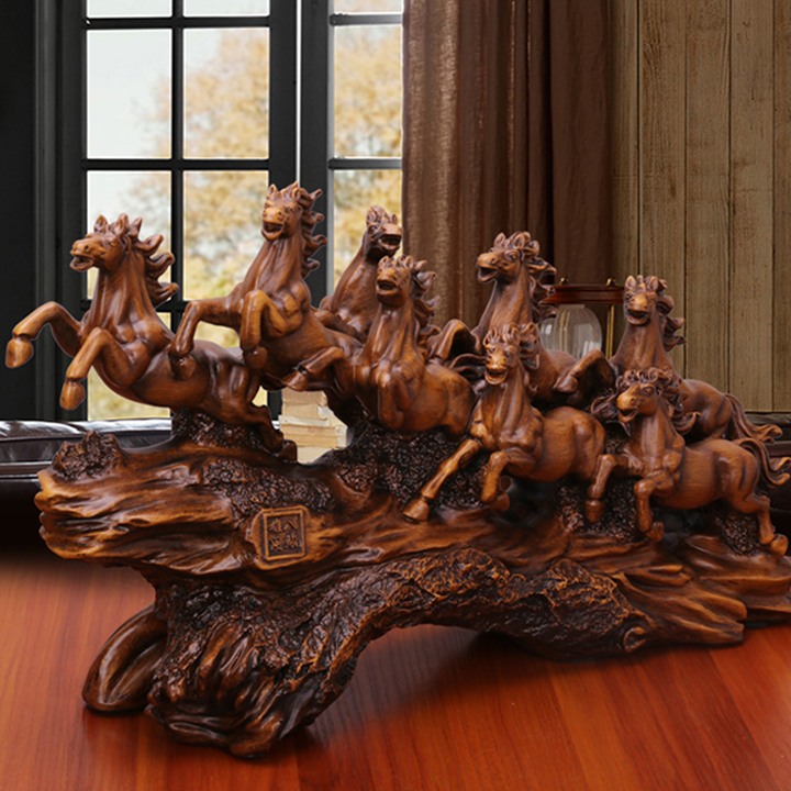 Tượng Bát Mã Truy Phong phong thủy may mắn decor để bàn làm việc - Đồ decor trang trí phòng khách đẹp và quà biếu tặng lễ tết