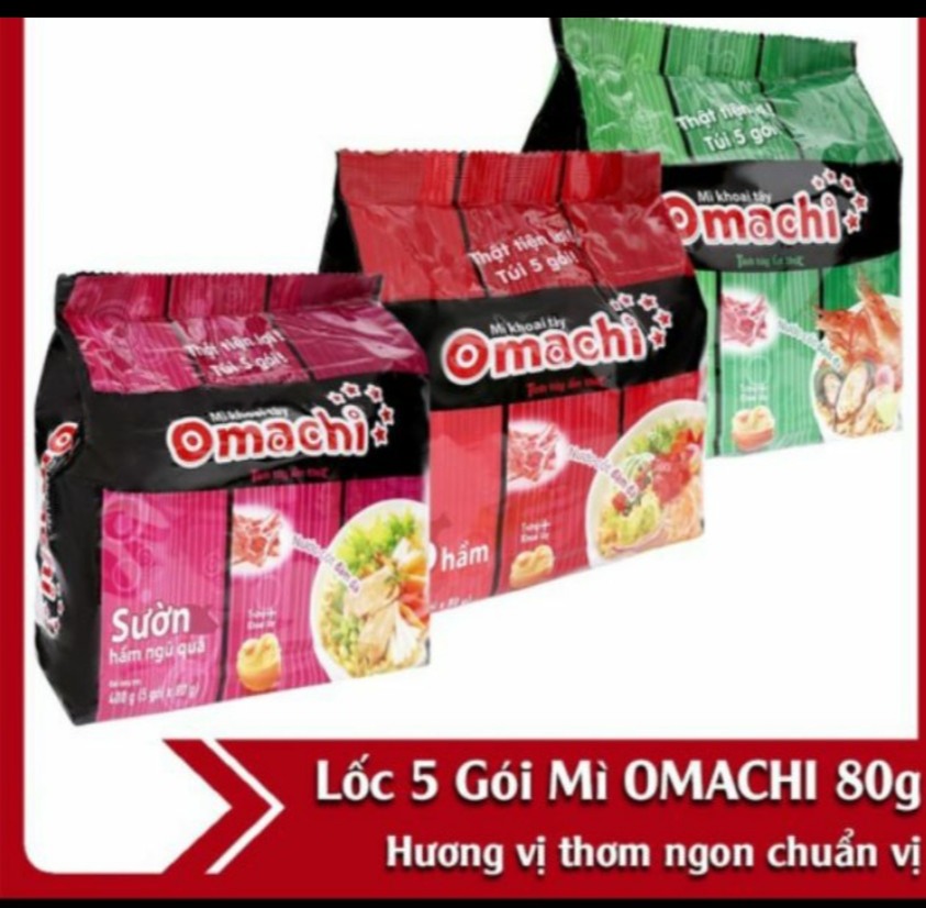 MÌ OMACHI 3 VỊ BÒ, SƯỜN, TÔM GÓI 80G