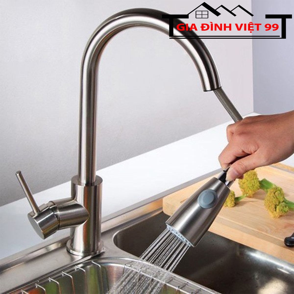 Vòi rửa bát Inox 304, Vòi rút đa năng vòi nước tăng áp cao cấp , vòi rửa chén, vòi chậu, vòi rửa chén nóng lạnh (tặng dây cấp - bảo hành 12 tháng)