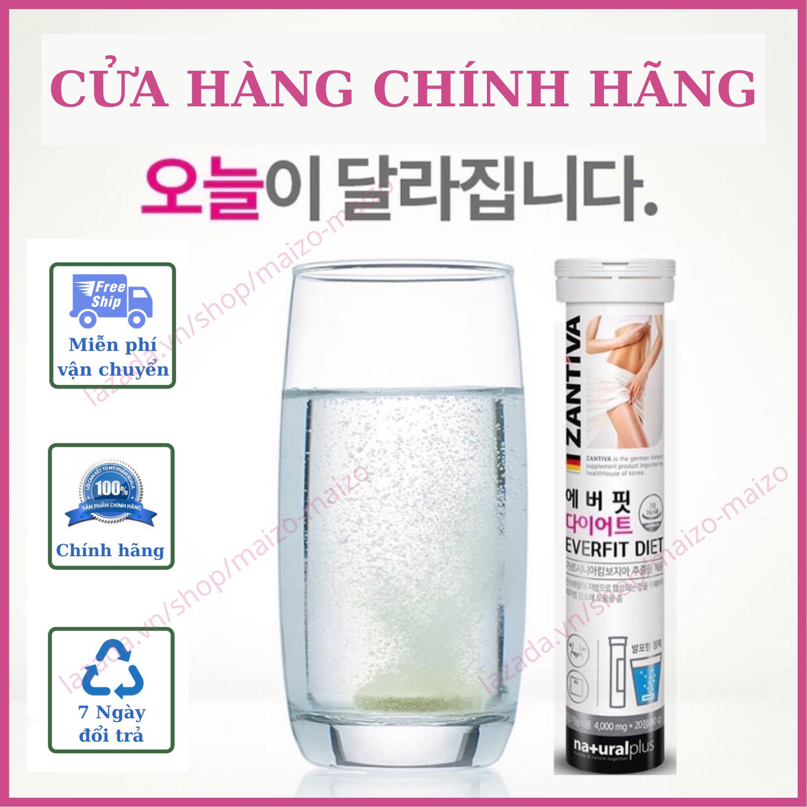 Viên sủi giảm cân tự nhiên Zantiva Hàn Quốc