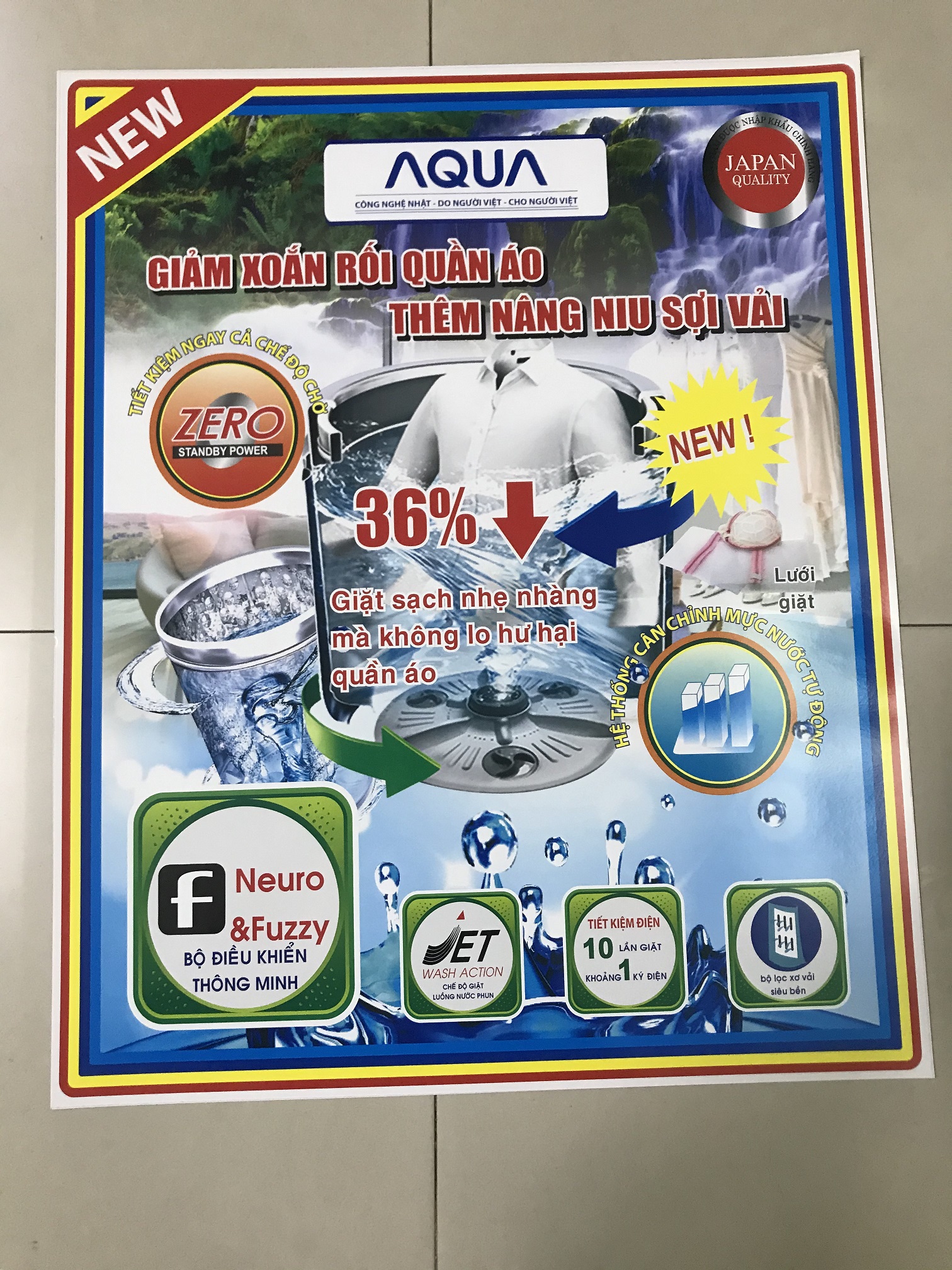 Tem dán máy giặt Aqua/ Miếng dán máy giặt Aqua