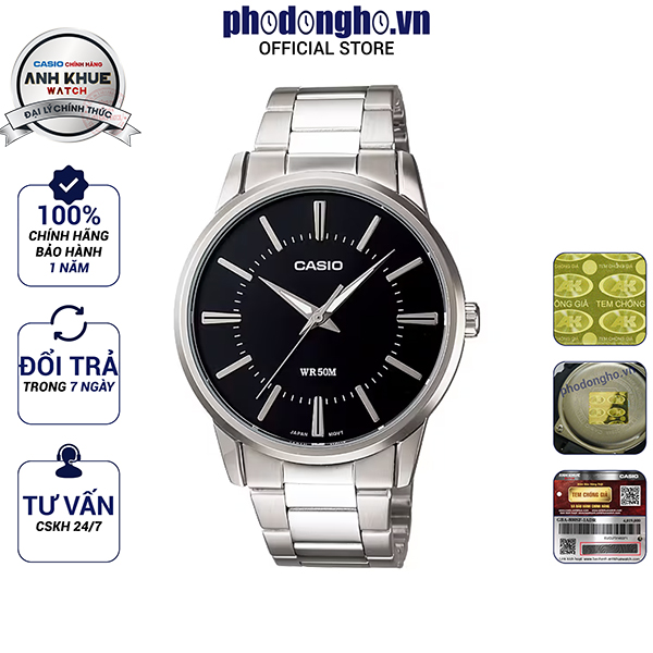 Đồng hồ nam dây kim loại casio anh khuê mtp-1303d-1avdf