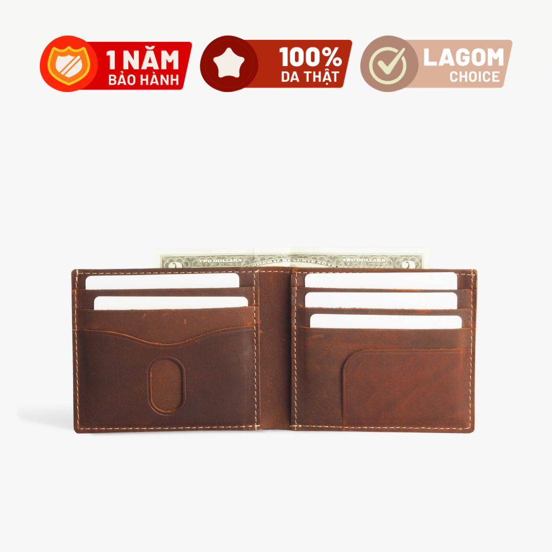 Ví nam da thật lagom waxy wallet - chất da sáp cá tính và bụi bặm