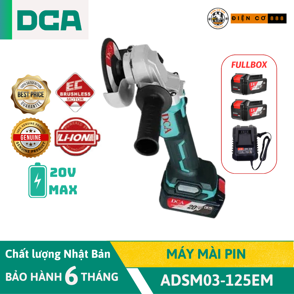 Máy mài pin dca adsm03-125em 20v