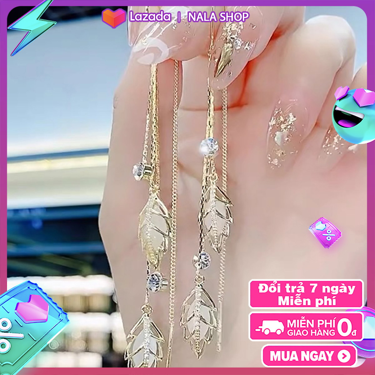 Bông tai chiếc lá dây rút xu hướng mới đi làm - bong tai nữ kiểu sang chảnh, christmas earring, bông tay nữ sang chảnh, bông tai nữ cá tính ngầu rẻ, earrings for women, bong tai nữ kiểu, PX619 bông tai đẹp, BSTKD -