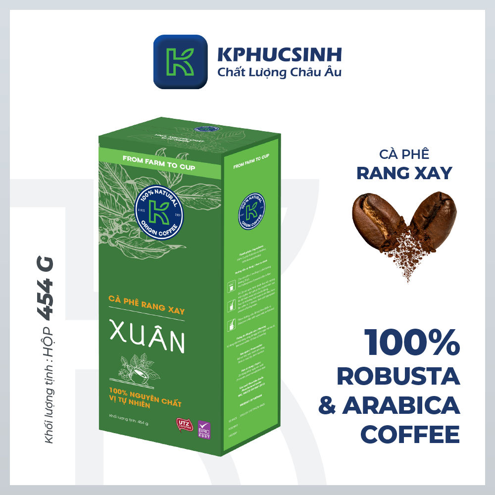 Cà phê rang xay xuất khẩu k xuân 454g hộp Kphucsinh