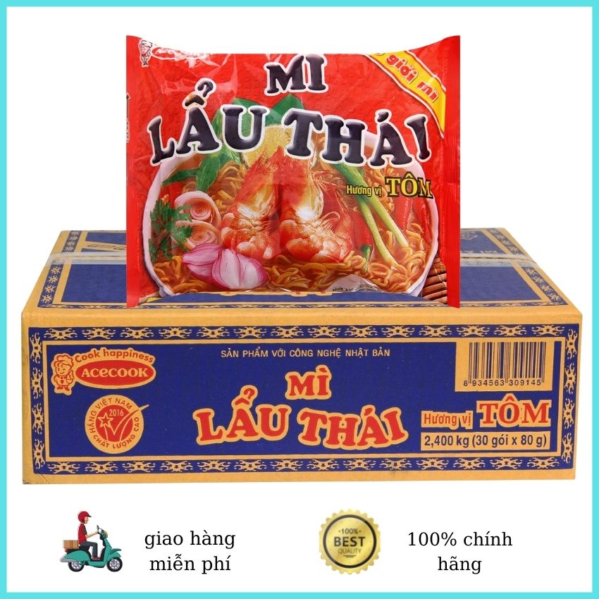 [HCM] Mì A-one lẩu thái tôm thùng 30 gói x80g Và Combo 10 Gói MMLTT01