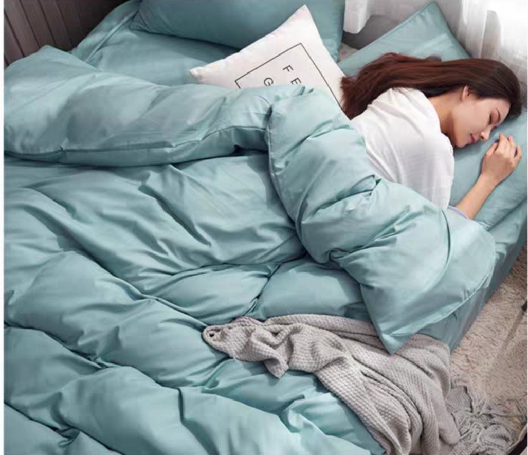Bộ Chăn Ga Gối Cotton Tici (4 Món) màu xanh ngọc
