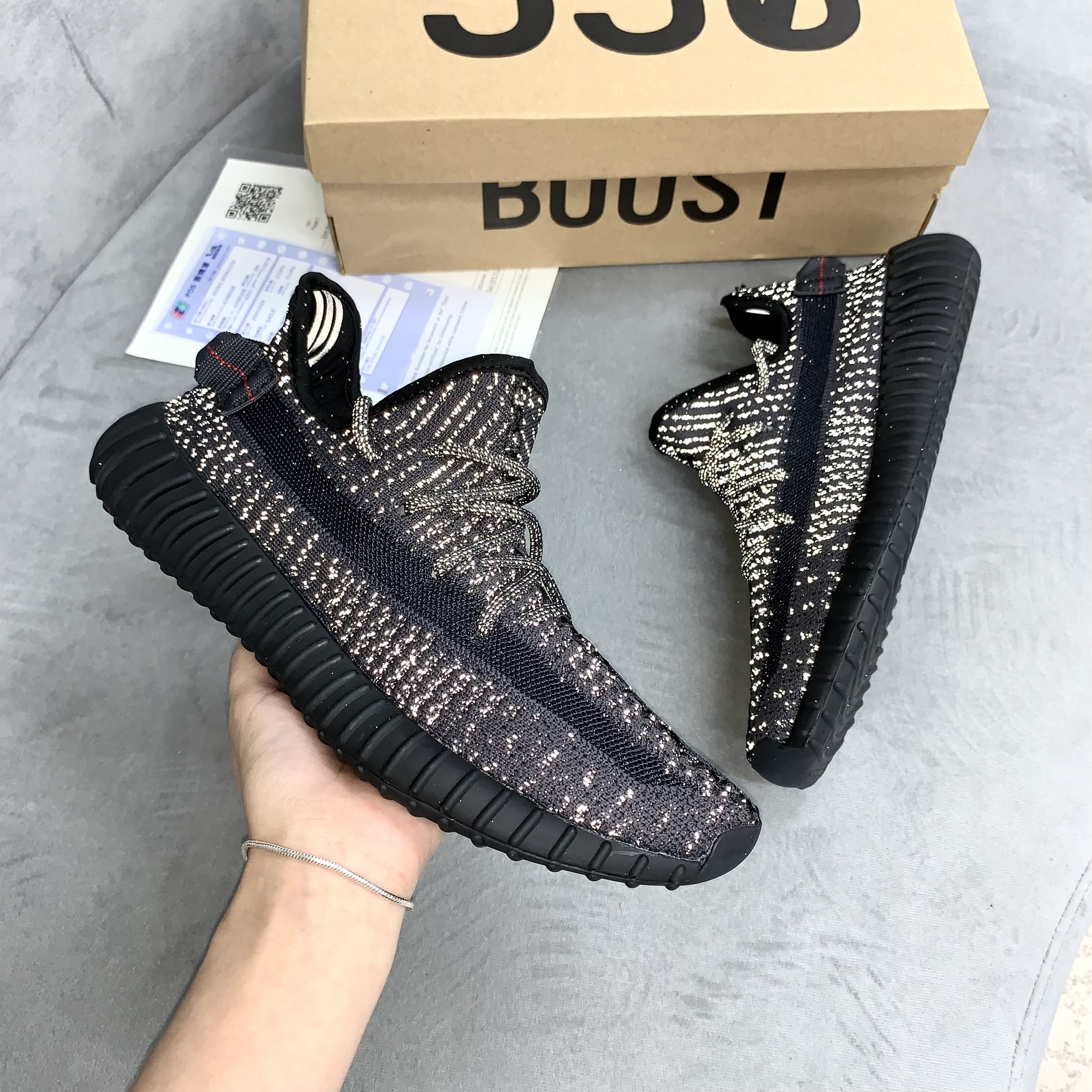 [FULL BOX] Giày Thể Thao yz350 Đen Full Phản Quang Nam Nữ Có Size Từ 36-45