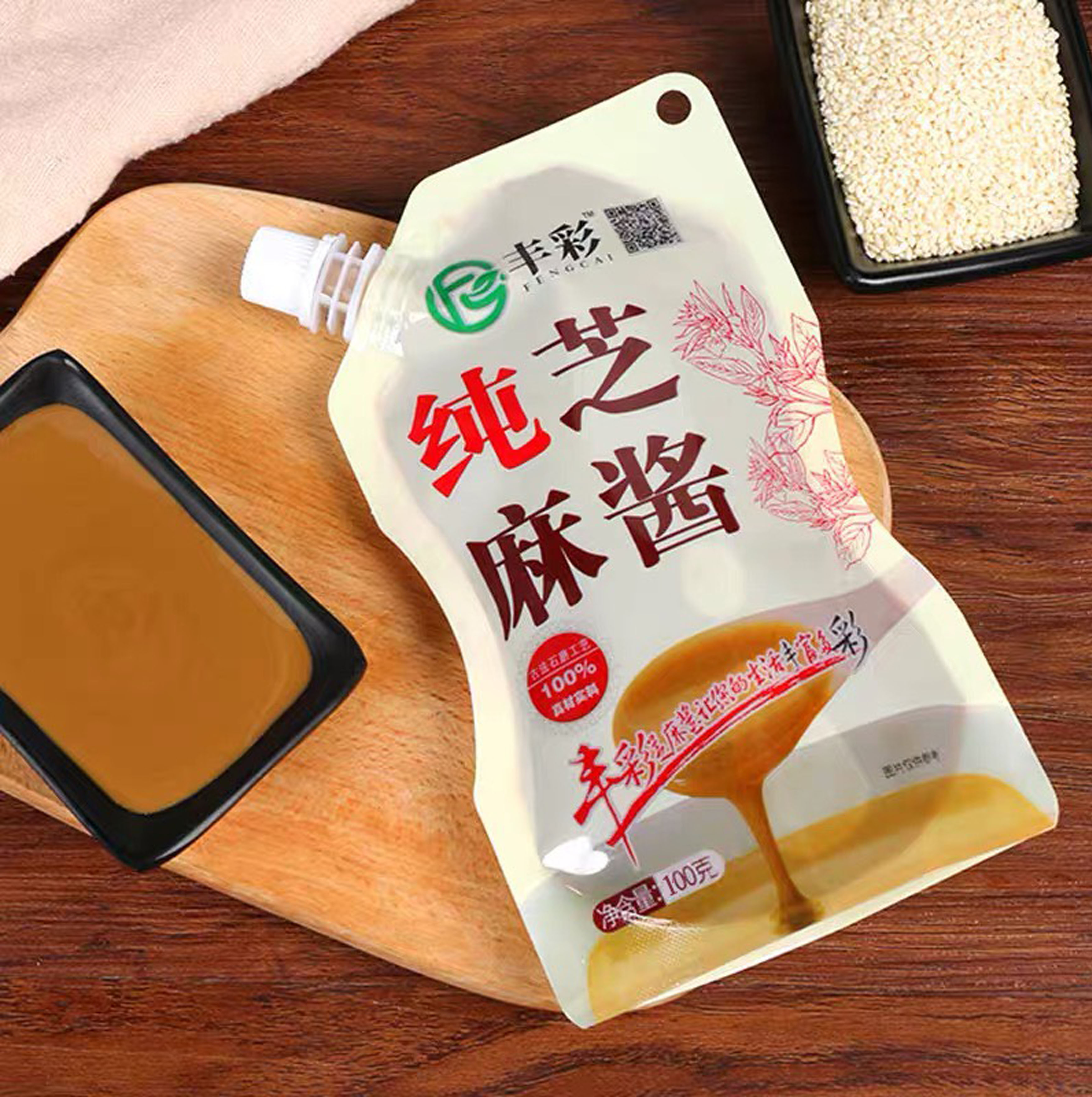 [HCM]Sốt mè 100gr sốt mè đậu phộng sốt chấm ăn lẩu sốt trộn mì nội địa Trung Quốc 芝麻酱 芝麻花生酱