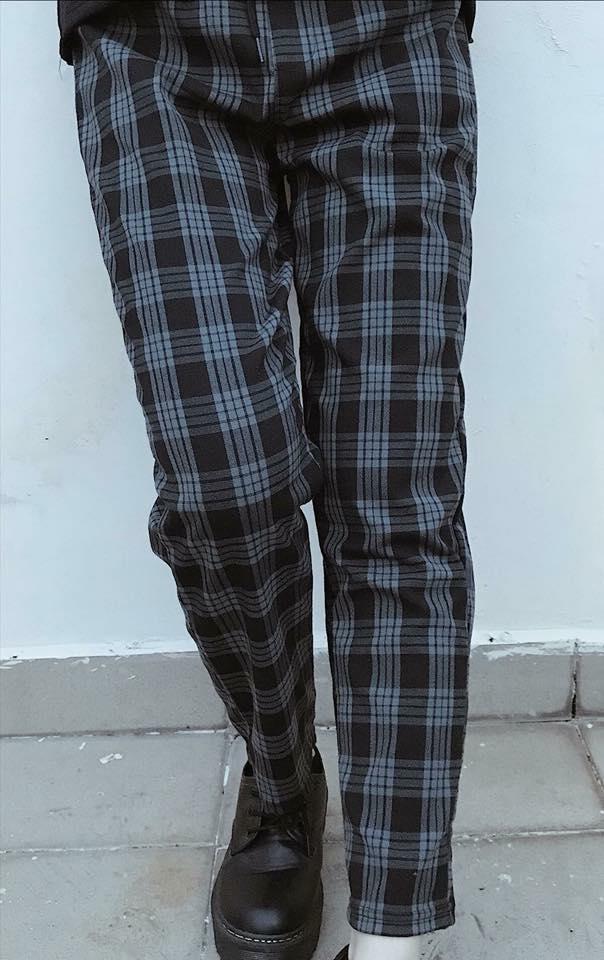 [HCM]Quần Plaid Pants Caro màu xanh đen - Quần baggy caro phong cách hàn quốc vải dày mịn - Quần ca rô unisex