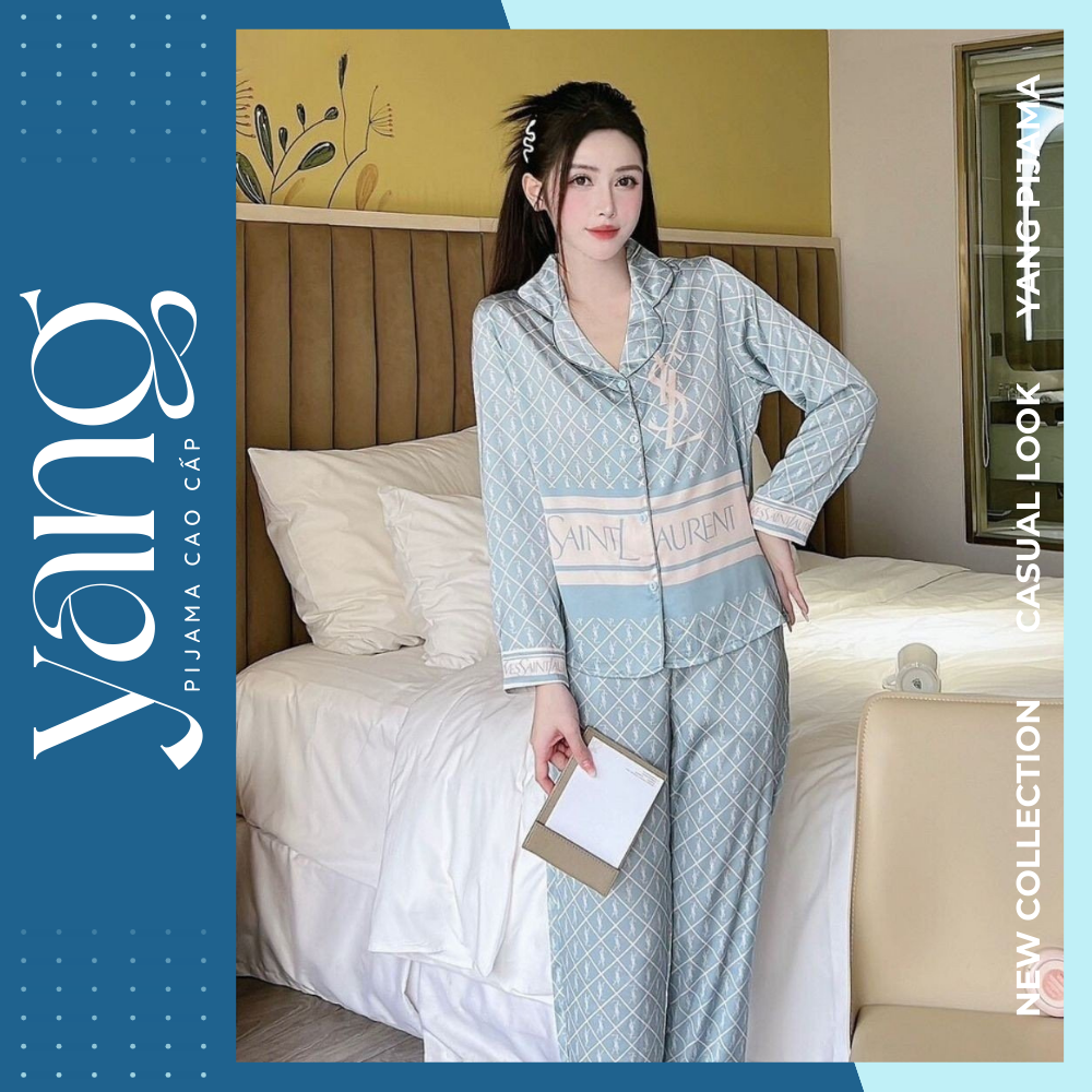 Bộ mặc nhà lụa Sam Luxury Homewear cao cấp TDYSL, họa tiết sang chảnh, chất lụa luxury mềm mịn thoáng mát - Yang Pijama Đồ bộ lụa nữ cao cấp