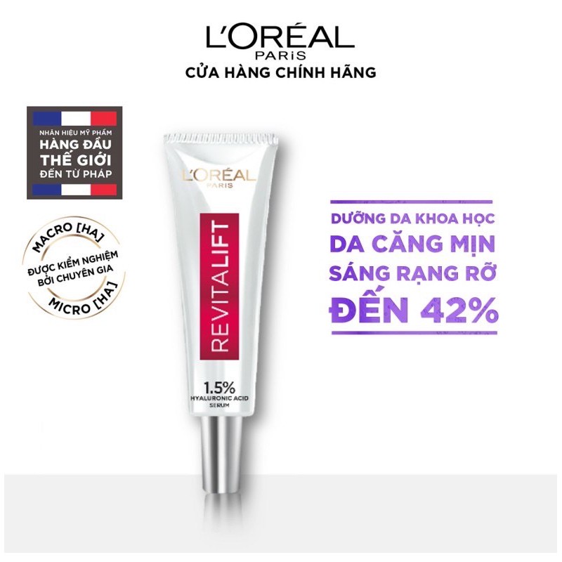 Serum siêu cấp ẩm sáng da Loreal Paris pure Hyaluronic Acid 1.5% 7.5ml