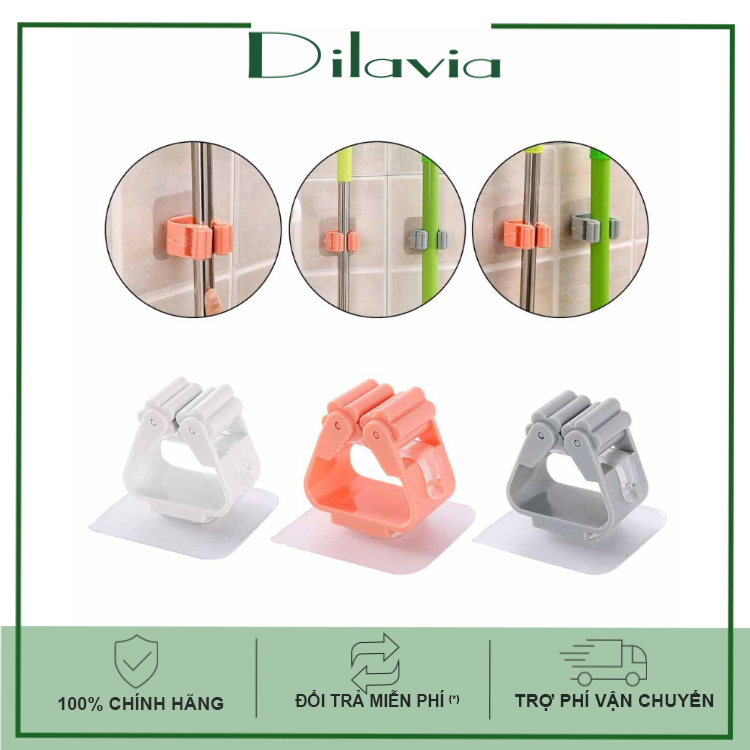 Móc treo chổi, kẹp cây lau nhà nhỏ gọn chịu lực đến 6kg - Móc dán tường siêu dính, thông minh DL01 - Dilavia