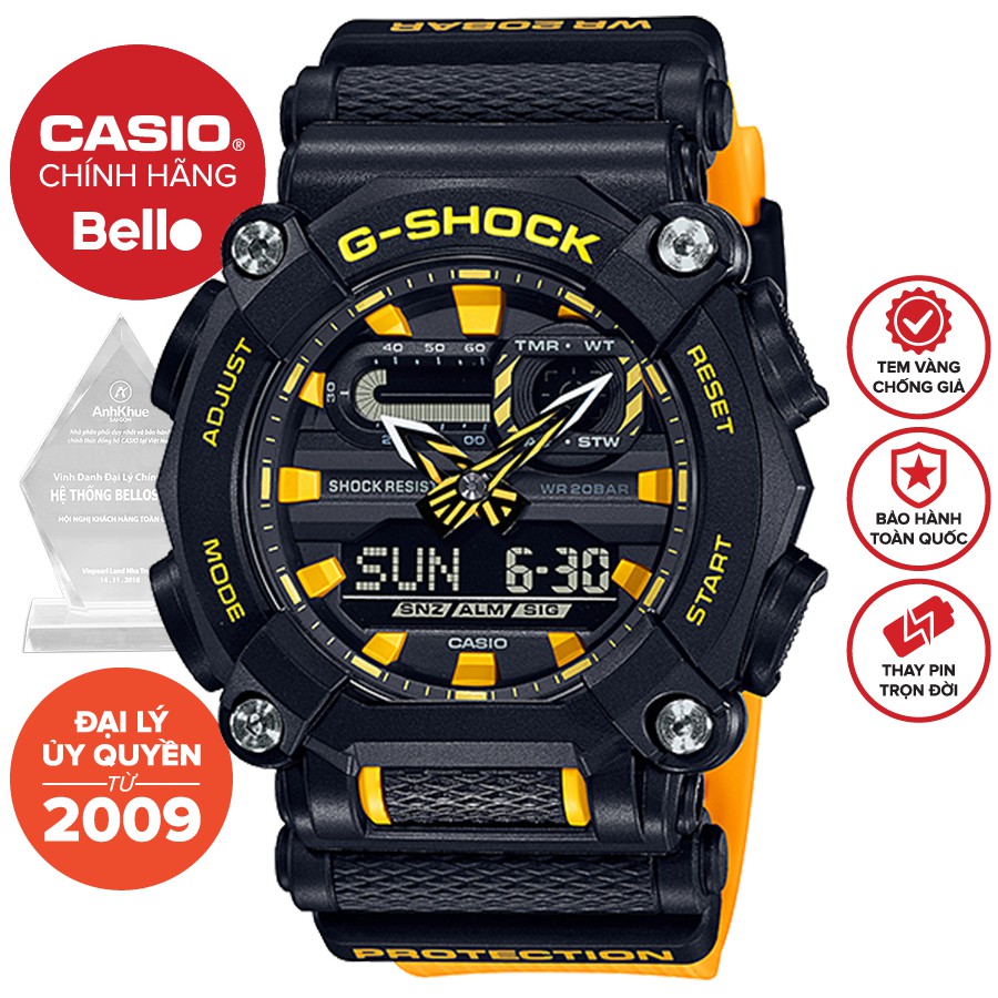 Đồng hồ Casio G-Shock Nam GA-900A-1A9DR chính hãng chống va đập, chống nước - Bảo hành 5 năm - Pin trọn đời