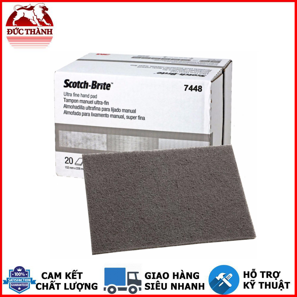 Bùi nhùi siêu mịn scotch brite 7448 hộp 20 miếng 152mm x 228mm