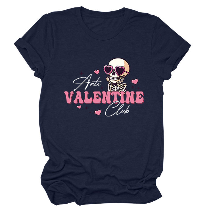 2025 Năm Mới Cotton Cổ Tròn Tay Ngắn T Áo Phông Âu Mỹ eBay Mẫu Mới anti valentine club Vui Vẻ In Ngày Valentine Ngắn Tay T Áo Sơ Mi Hàn Quốc Thời Trang Giả